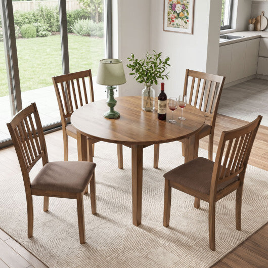 Set of 2 Wooden Dining Chairs Upholstered Kitchen Chairs with Rubber Wood Frame-Black W2B