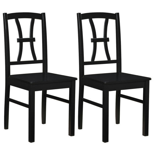 400 lbs Capacity Dining Chair Set of 2 with Cross Backrest and Rubber Wood Frame-Black W2B