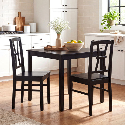400 lbs Capacity Dining Chair Set of 2 with Cross Backrest and Rubber Wood Frame-Black W2B