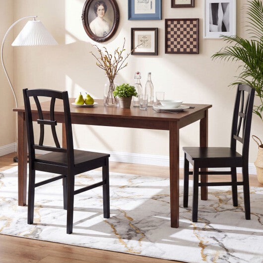 400 lbs Capacity Dining Chair Set of 2 with Cross Backrest and Rubber Wood Frame-Black W2B