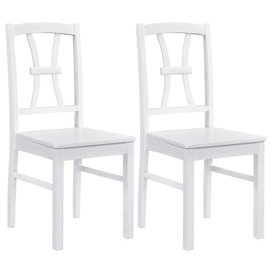 400 lbs Capacity Dining Chair Set of 2 with Cross Backrest and Rubber Wood Frame-Black W2B