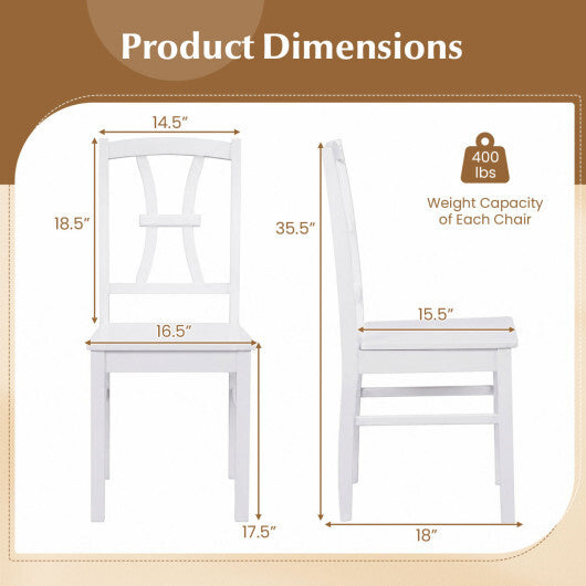 400 lbs Capacity Dining Chair Set of 2 with Cross Backrest and Rubber Wood Frame-Black W2B