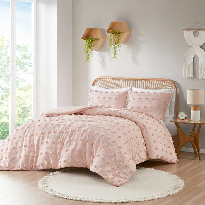 King / Cal King 3-Piece Pink Pompom Microfiber Comforter Set-1