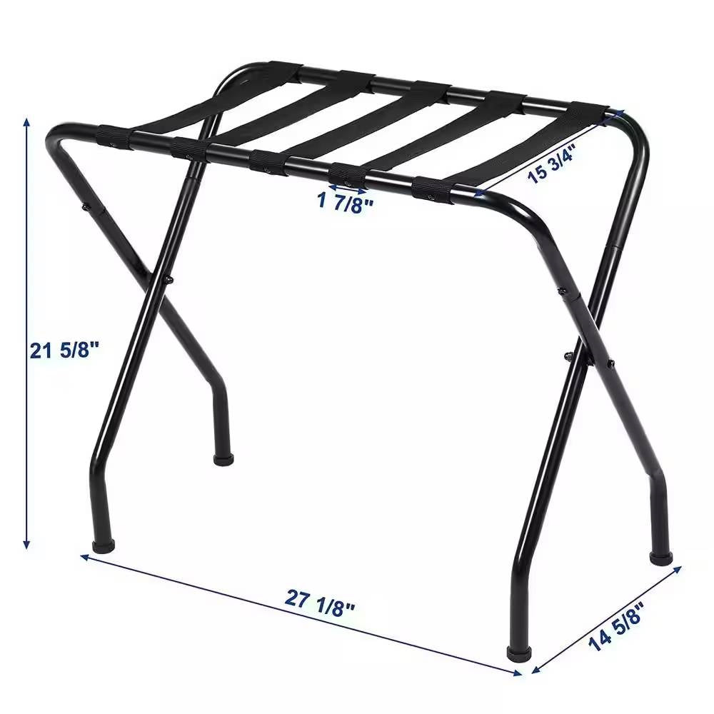 Sturdy Black Metal Foldable Luggage Rack FastFurnishings