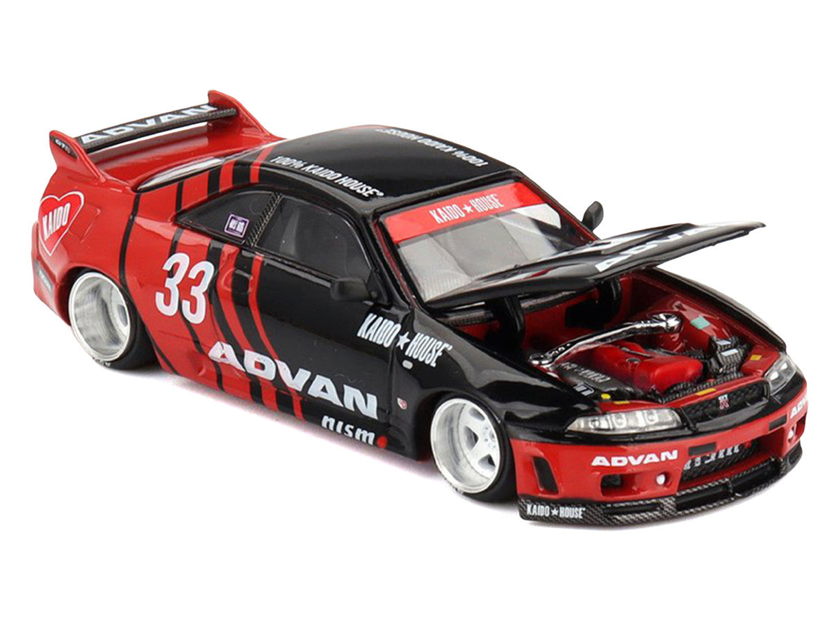 Nissan Skyline GT-R (R33) "Kaido Works" RHD (Right Hand Drive) #33 "ADVAN" Black and Red (Designed by Jun Imai) "Kaido House" Special 1/64 Diecast Model Car by Mini GT-2