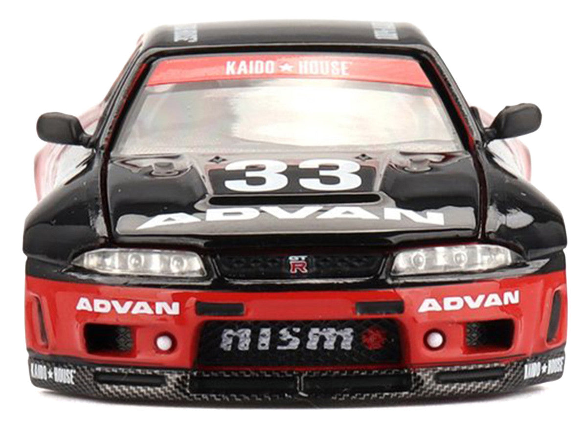 Nissan Skyline GT-R (R33) "Kaido Works" RHD (Right Hand Drive) #33 "ADVAN" Black and Red (Designed by Jun Imai) "Kaido House" Special 1/64 Diecast Model Car by Mini GT-0