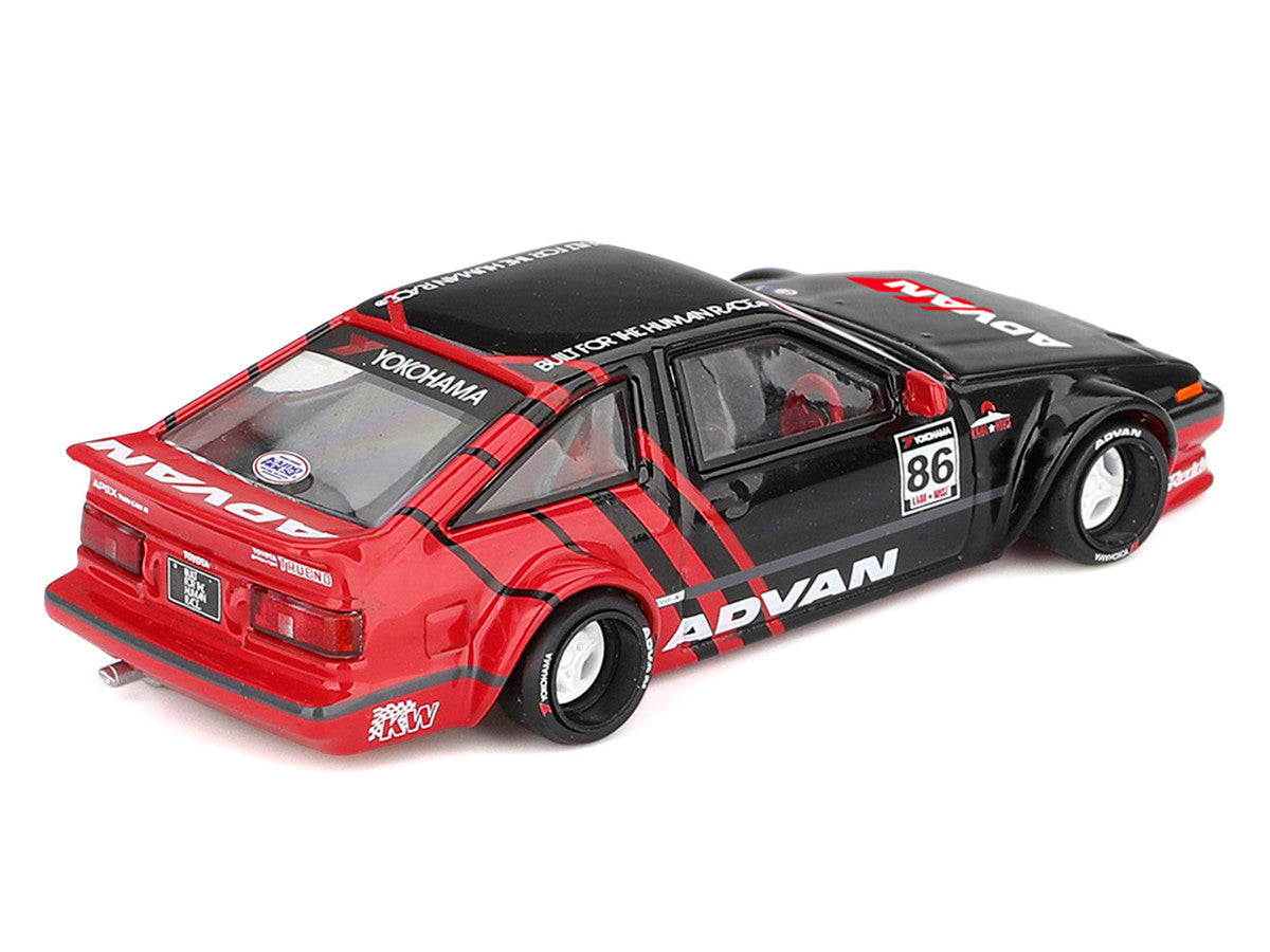 Toyota AE86 Sprinter Trueno RHD (Right Hand Drive) #86 "Kaido ADVAN" Black and Red (Designed by Jun Imai) "Kaido House" Special 1/64 Diecast Model Car by Mini GT Mini GT