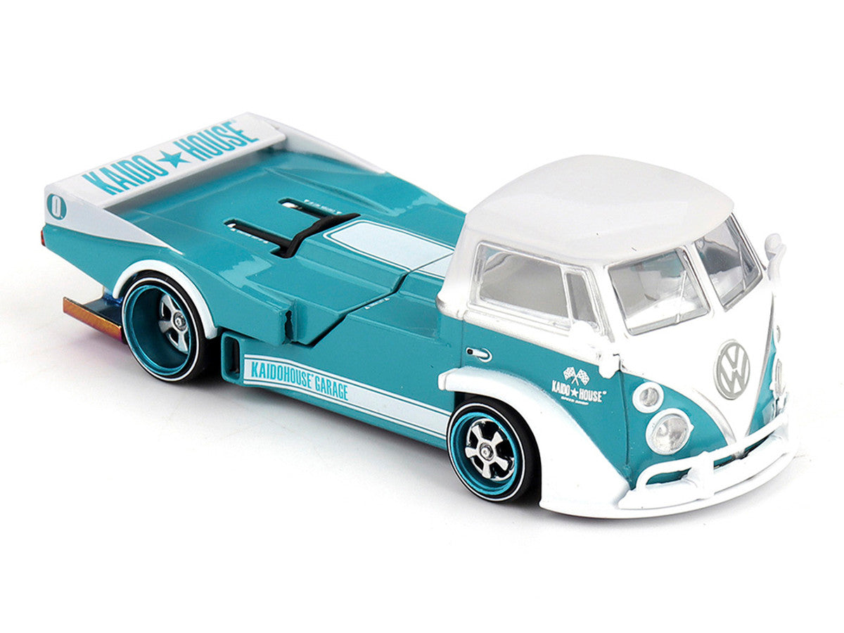 Volkswagen T1 "Kaido Works V1" Truck Turquoise with White Top and Stripes (Designed by Jun Imai) "Kaido House" Special 1/64 Diecast Model Car by Mini GT Mini GT