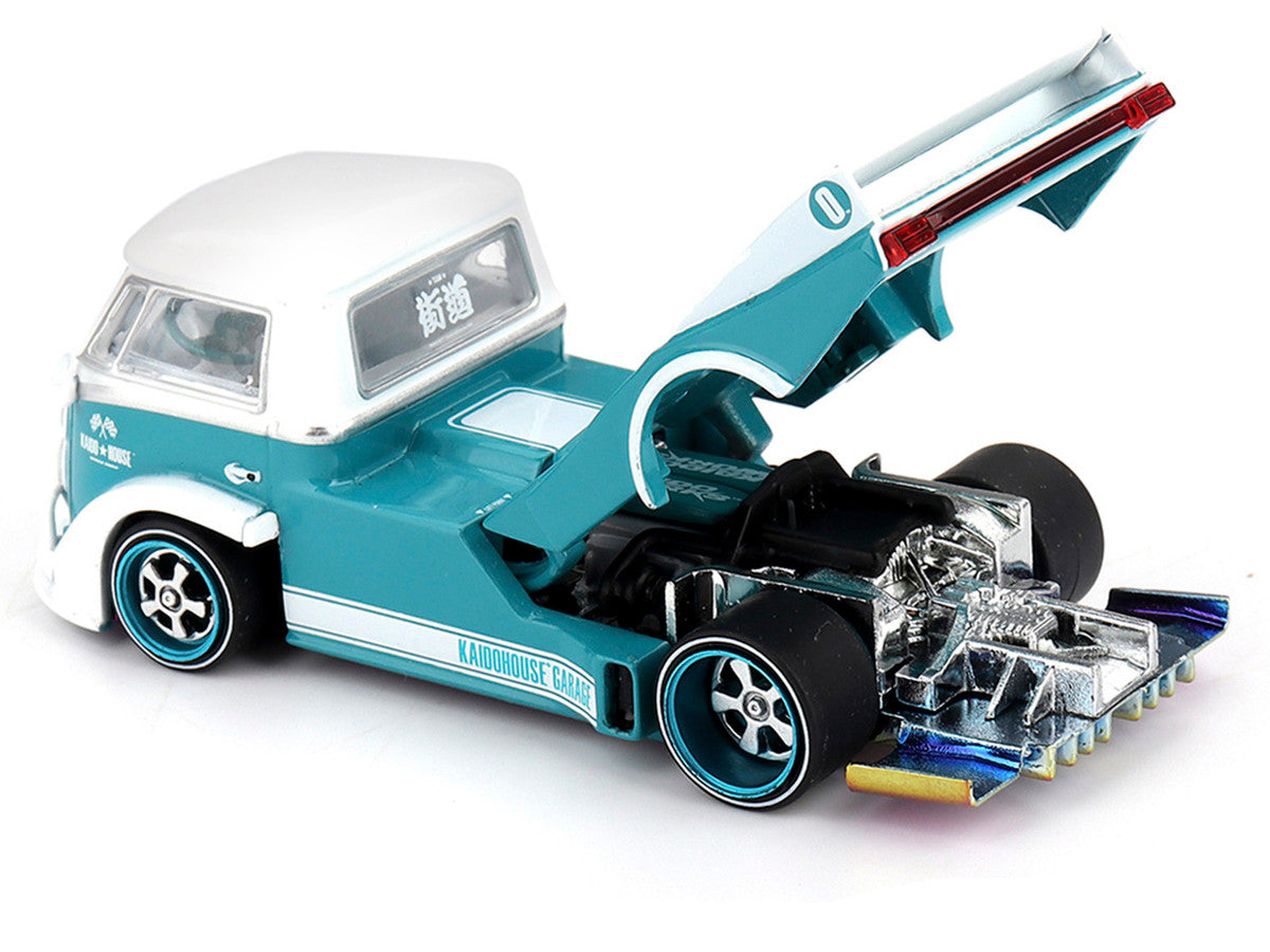 Volkswagen T1 "Kaido Works V1" Truck Turquoise with White Top and Stripes (Designed by Jun Imai) "Kaido House" Special 1/64 Diecast Model Car by Mini GT Mini GT