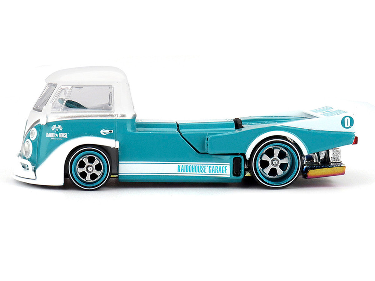 Volkswagen T1 "Kaido Works V1" Truck Turquoise with White Top and Stripes (Designed by Jun Imai) "Kaido House" Special 1/64 Diecast Model Car by Mini GT Mini GT