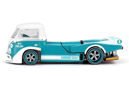 Volkswagen T1 "Kaido Works V1" Truck Turquoise with White Top and Stripes (Designed by Jun Imai) "Kaido House" Special 1/64 Diecast Model Car by Mini GT Mini GT