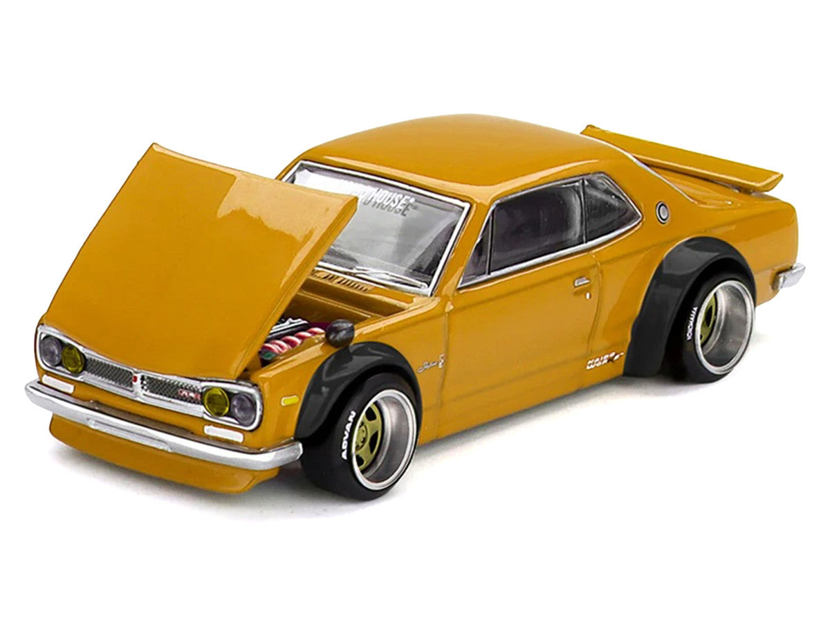 Nissan Skyline 2000GT-R (KPGC10) RHD (Right Hand Drive) "Kaido Street V2" Yellow (Designed by Jun Imai) "Kaido House" Special 1/64 Diecast Model Car by Mini GT-2