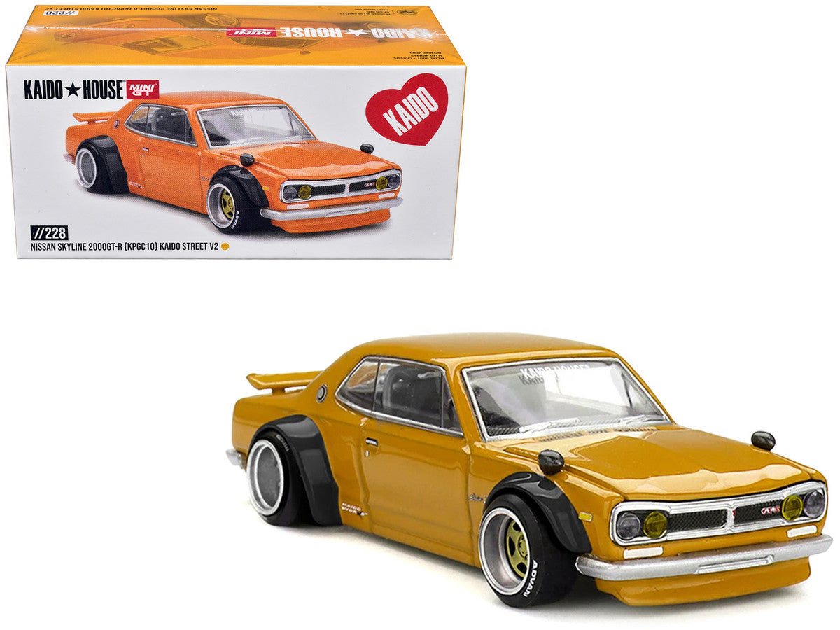 Nissan Skyline 2000GT-R (KPGC10) RHD (Right Hand Drive) "Kaido Street V2" Yellow (Designed by Jun Imai) "Kaido House" Special 1/64 Diecast Model Car by Mini GT Mini GT