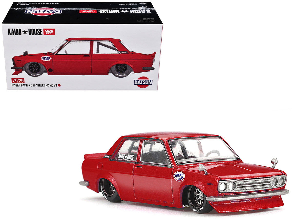 Datsun 510 Street "Nismo V3" Red Metallic (Designed by Jun Imai) "Kaido House" Special 1/64 Diecast Model Car by Mini GT Mini GT