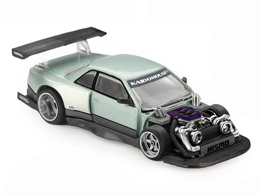 Nissan Silvia S13-R "Kaido Works V1" RHD (Designed by Jun Imai) Light Green Metallic "Kaido House" Special 1/64 Diecast Model Car by Mini GT Mini GT