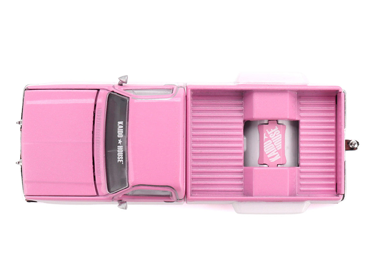 Chevrolet Silverado Dually Pickup Truck "Vintage Spec V2" Pink with White Sides (Designed by Jun Imai) "Kaido House" Special 1/64 Diecast Model Car by Mini GT Mini GT