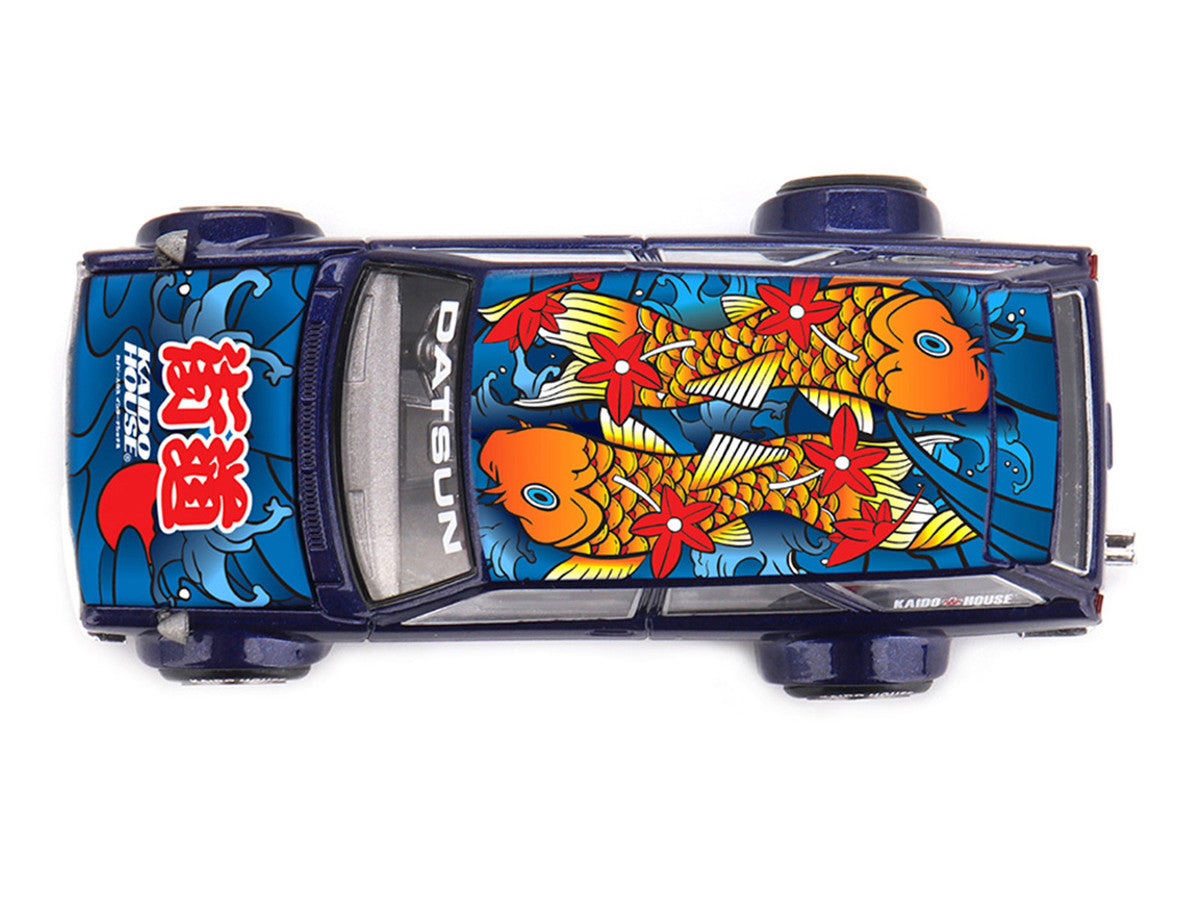 Datsun Kaido 510 Wagon RHD (Right Hand Drive) "Koi Wagon V1" Blue with Koi Fish Graphics (Designed by Jun Imai) "Kaido House" Special 1/64 Diecast Model Car by Mini GT Mini GT