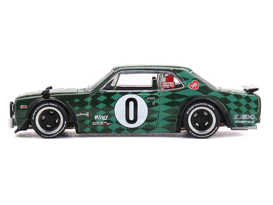 Nissan Skyline 2000GT-R (KPGC10) RHD (Right Hand Drive) #0 "Cortez V1" Green with Graphics (Designed by Jun Imai) "Kaido House" Special 1/64 Diecast Model Car by Mini GT Mini GT
