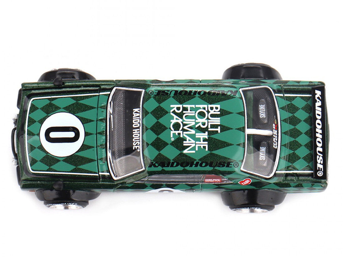 Nissan Skyline 2000GT-R (KPGC10) RHD (Right Hand Drive) #0 "Cortez V1" Green with Graphics (Designed by Jun Imai) "Kaido House" Special 1/64 Diecast Model Car by Mini GT Mini GT