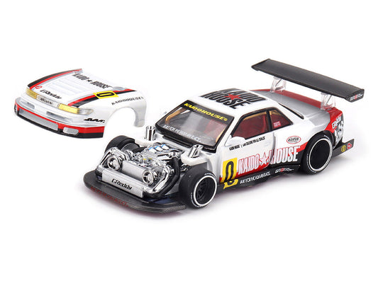 Nissan Silvia S13-R "Circuit Spec V1" RHD (Right Hand Drive) White with Graphics (Designed by Jun Imai) "Kaido House" Special 1/64 Diecast Model Car by Mini GT Mini GT