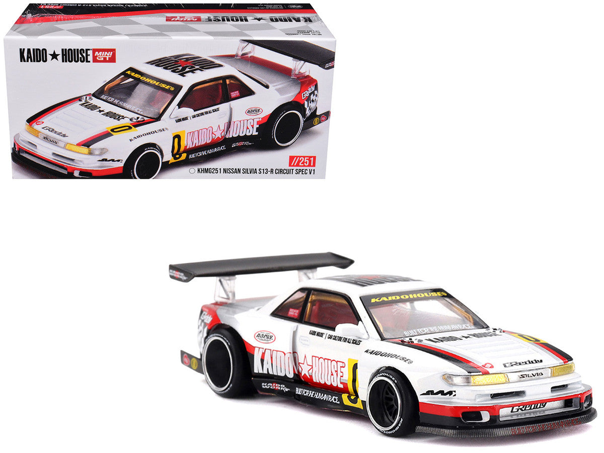 Nissan Silvia S13-R "Circuit Spec V1" RHD (Right Hand Drive) White with Graphics (Designed by Jun Imai) "Kaido House" Special 1/64 Diecast Model Car by Mini GT Mini GT