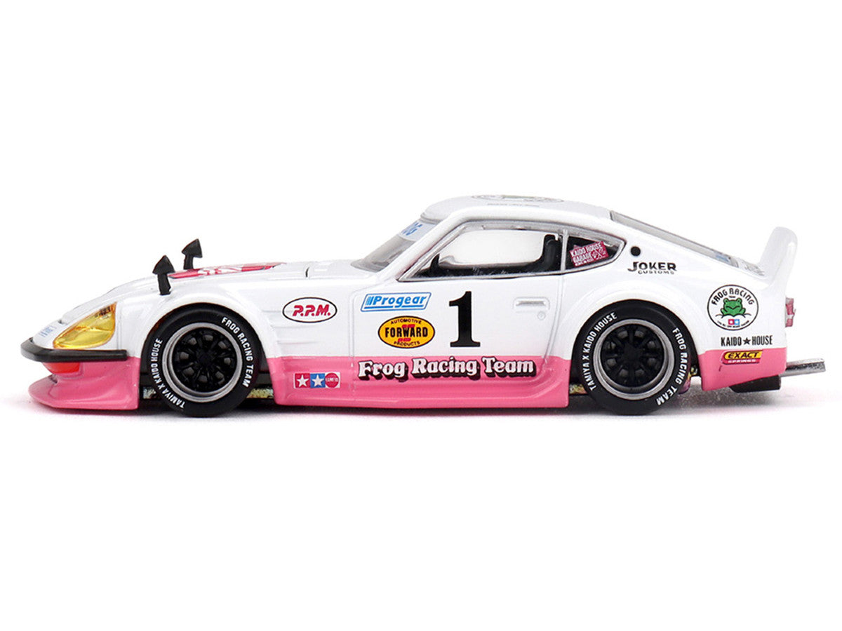 Nissan Fairlady Z RHD (Right Hand Drive) #1 "Tamiya Racing - Frog Racing Team" White and Pink (Designed by Jun Imai) "Kaido House" Special 1/64 Diecast Model Car by Mini GT Mini GT