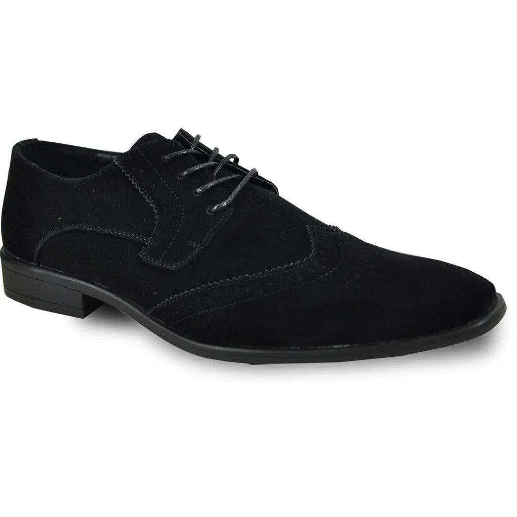 BRAVO Men Dress Shoe KING-3 Wingtip Oxford Shoe Black Tux-USA