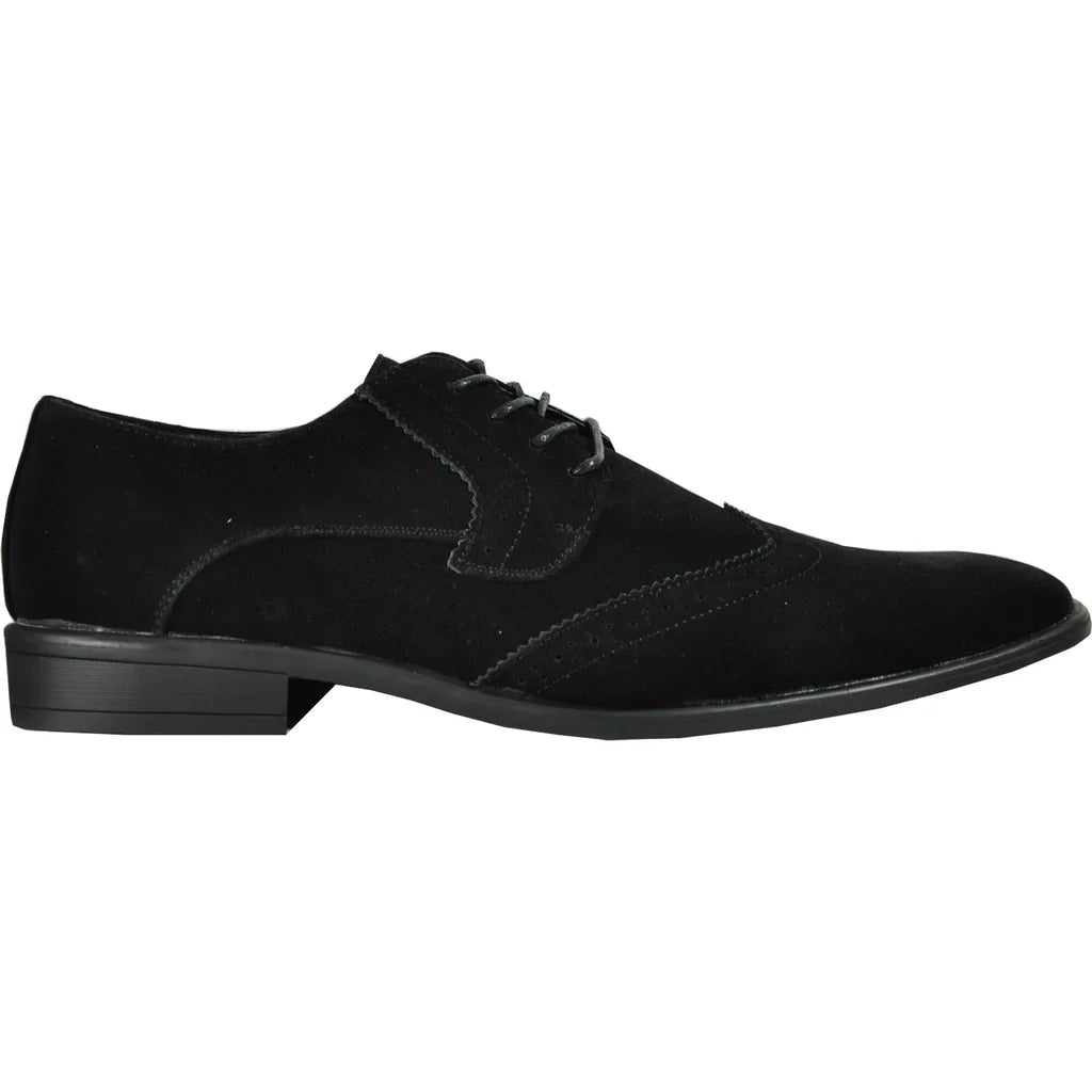 BRAVO Men Dress Shoe KING-3 Wingtip Oxford Shoe Black Tux-USA