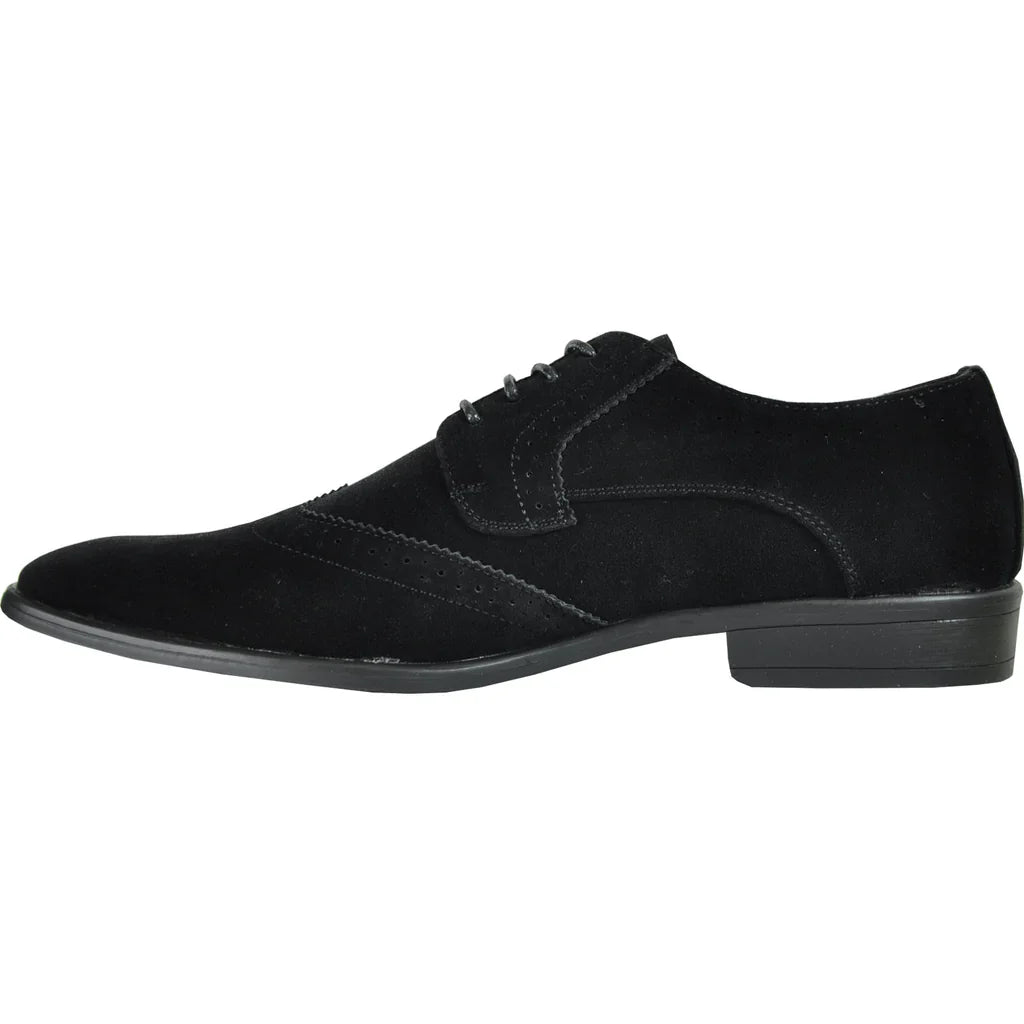 BRAVO Men Dress Shoe KING-3 Wingtip Oxford Shoe Black Tux-USA