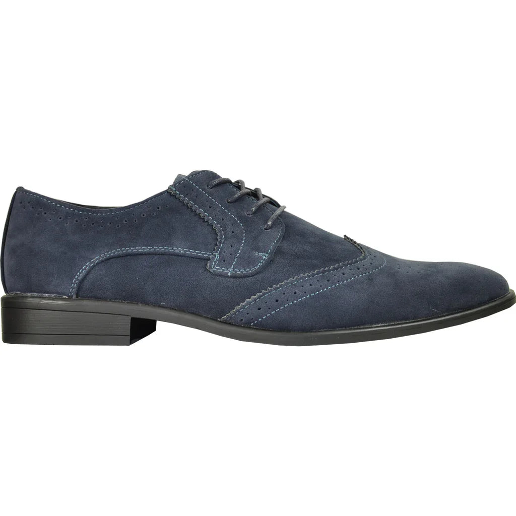 BRAVO Men Dress Shoe KING-3 Wingtip Oxford Shoe Blue Tux-USA