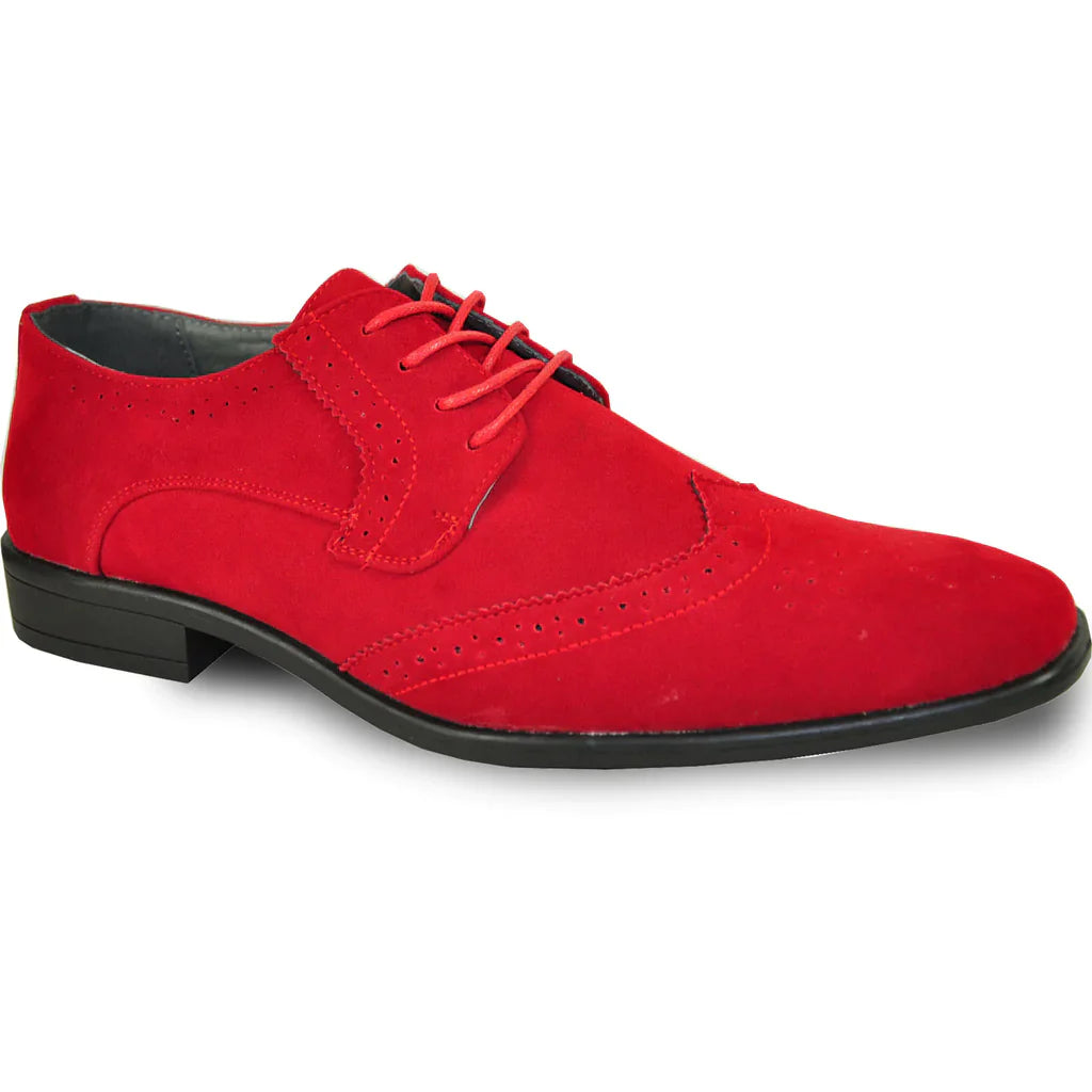 BRAVO Men Dress Shoe KING-3 Wingtip Oxford Shoe Red Tux-USA