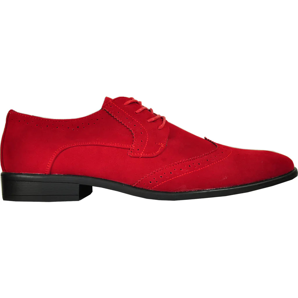 BRAVO Men Dress Shoe KING-3 Wingtip Oxford Shoe Red Tux-USA