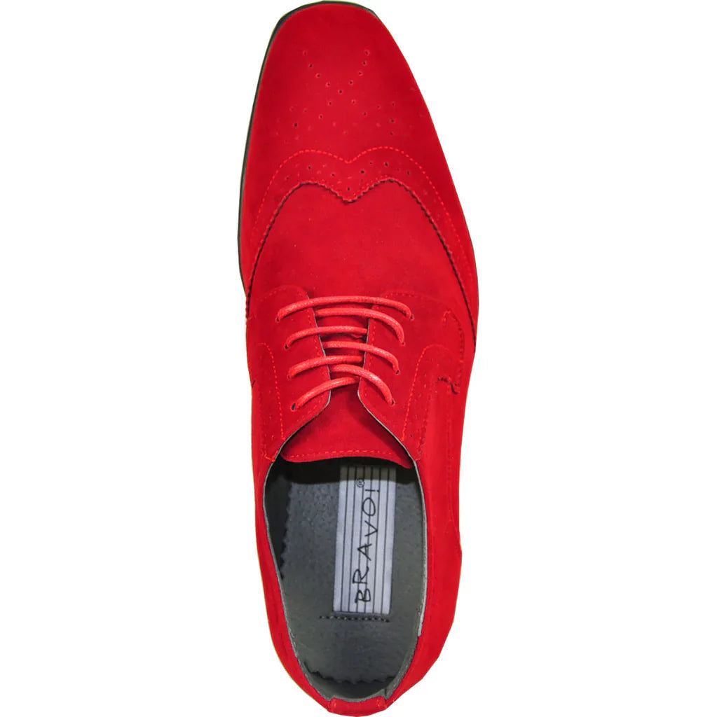 BRAVO Men Dress Shoe KING-3 Wingtip Oxford Shoe Red Tux-USA