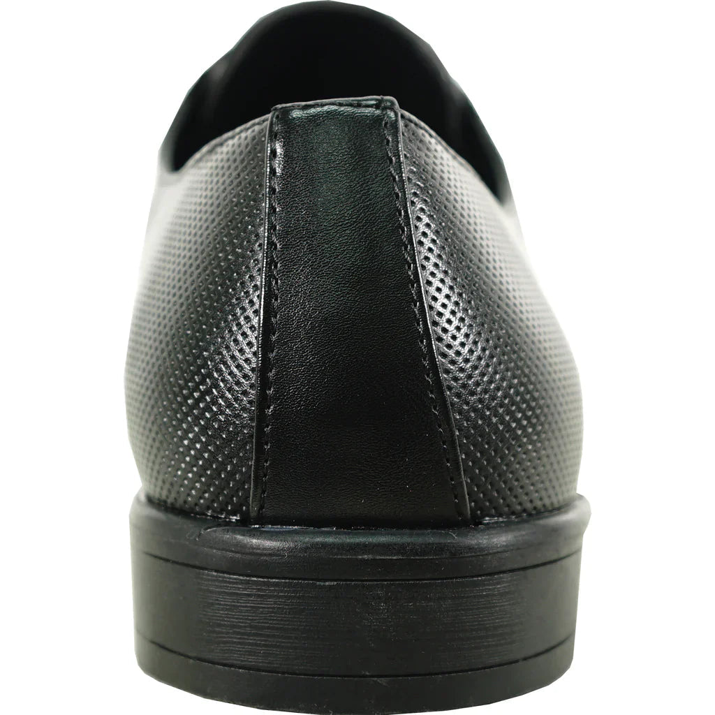 BRAVO Men Dress Shoe KING-7 Oxford Shoe BLACK - Medium and Wide Width Tux-USA