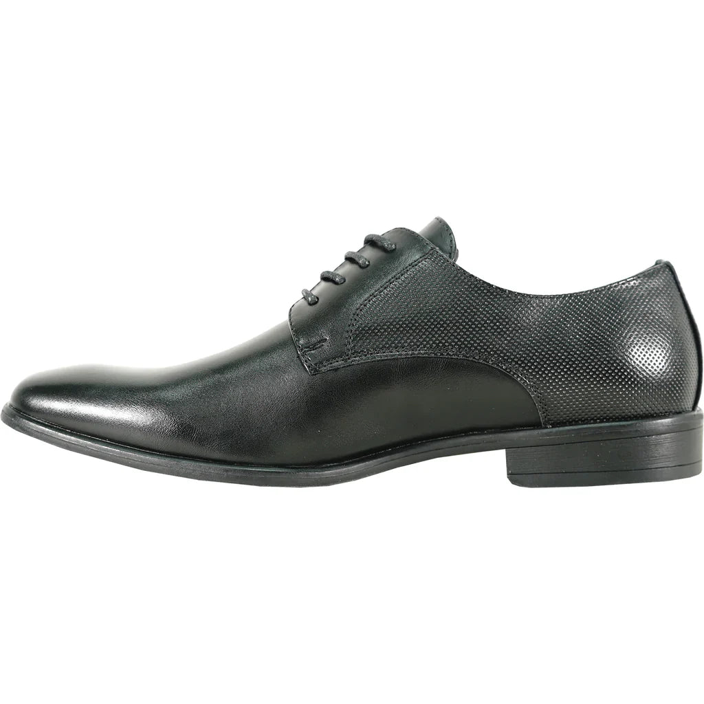 BRAVO Men Dress Shoe KING-7 Oxford Shoe BLACK - Medium and Wide Width Tux-USA