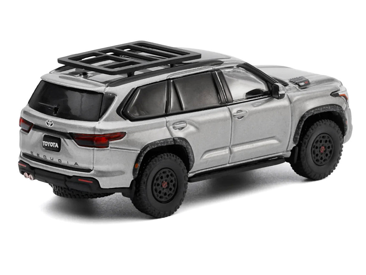 Toyota Sequoia TRD PRO Silver Metallic with Roof Rack 1/64 Diecast Model Car by GCD-3