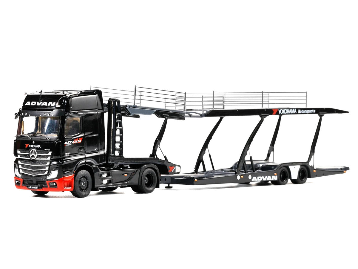 Mercedes-Benz Actros Gigaspace Auto Transporter "ADVAN Yokohama" Black 1/64 Diecast Model by GCD GCD