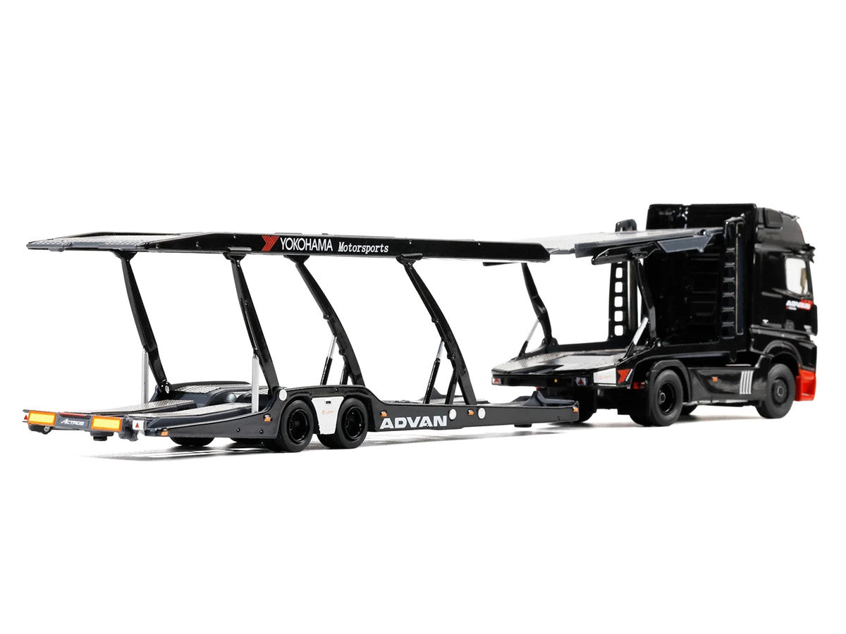 Mercedes-Benz Actros Gigaspace Auto Transporter "ADVAN Yokohama" Black 1/64 Diecast Model by GCD GCD