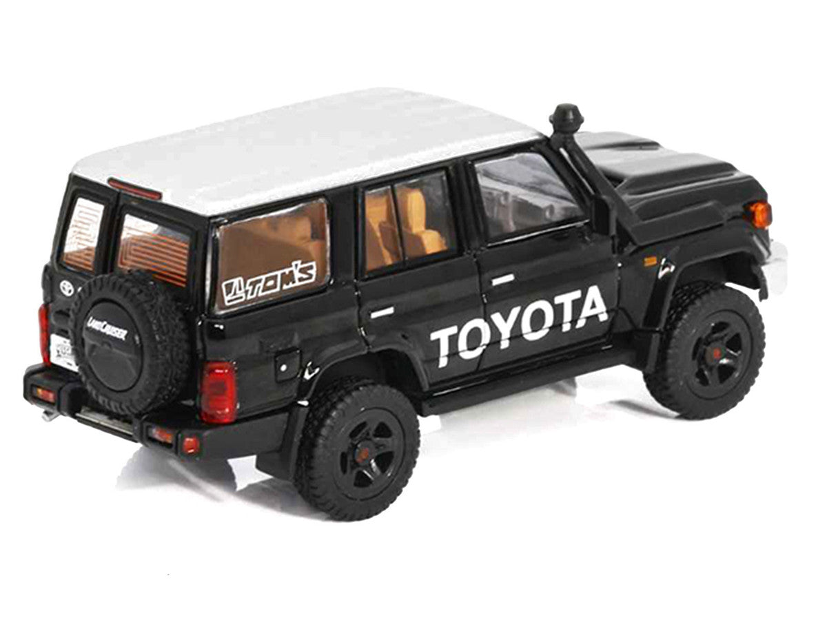 Toyota Land Cruiser (J76) Black with Silver Metallic Top 1/64 Diecast Model Car by GCD-0