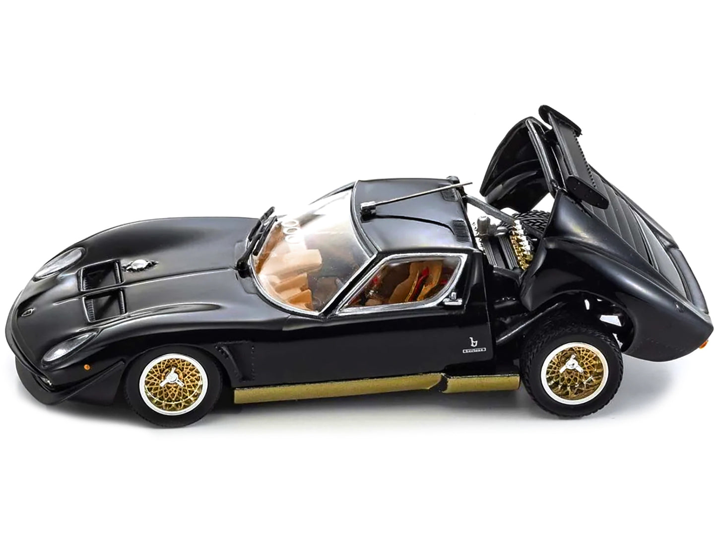 Lamborghini Miura SVR Black with Gold Accents and Wheels 1/43 Diecast Model Car by Kyosho