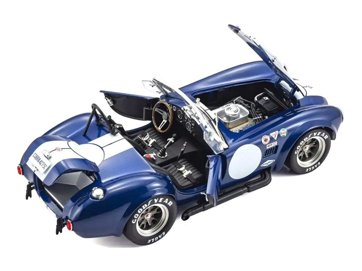 Shelby Cobra 427 S/C Blue with White Stripes and Race Graphics 1/18 Diecast Model Car by Kyosho Kyosho