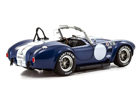 Shelby Cobra 427 S/C Blue with White Stripes and Race Graphics 1/18 Diecast Model Car by Kyosho Kyosho