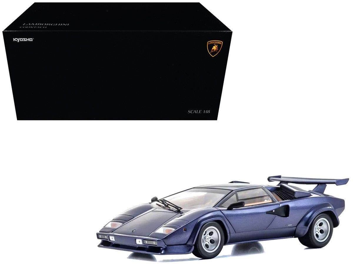Lamborghini Countach LP 5000 Quattrovalvole Dark Blue Metallic 1/18 Diecast Model Car by Kyosho Kyosho