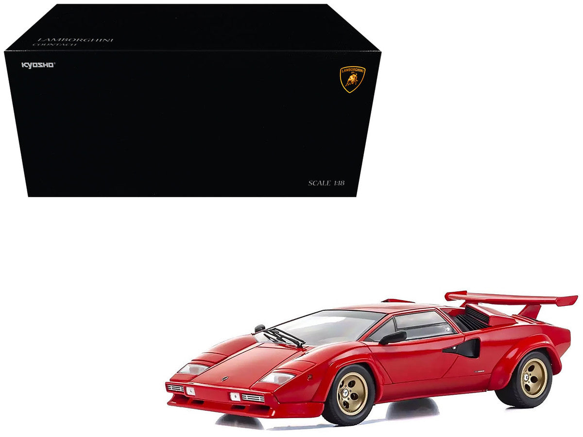 Lamborghini Countach LP 5000 Quattrovalvole Red with Gold Wheels 1/18 Diecast Model Car by Kyosho Kyosho