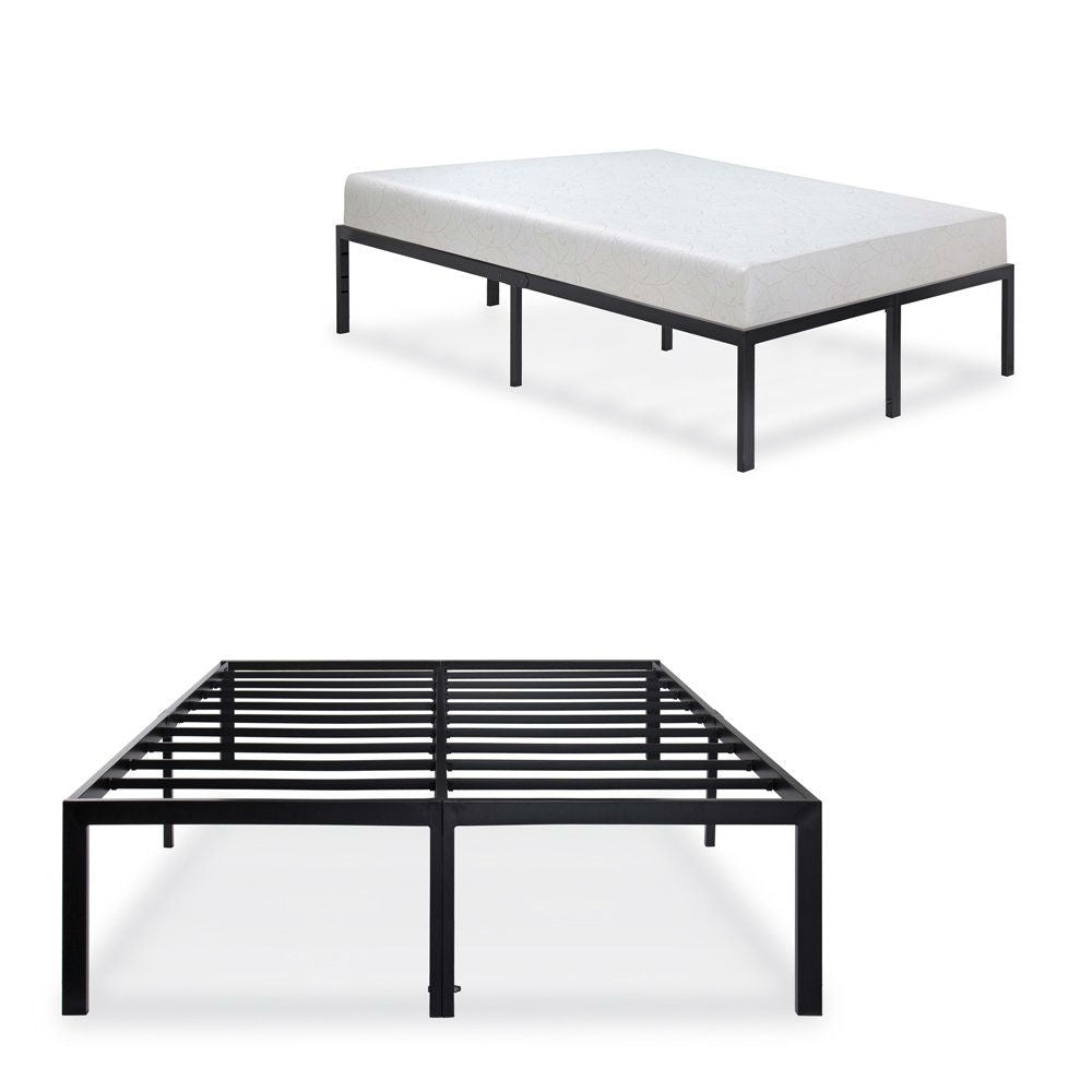 King size Modern Heavy Duty Black Metal Platform Bed Frame-1