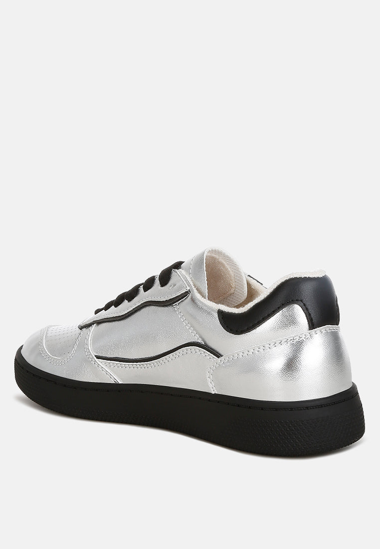 Kyniska Metallic Faux Leather Everyday Sneakers London Rag