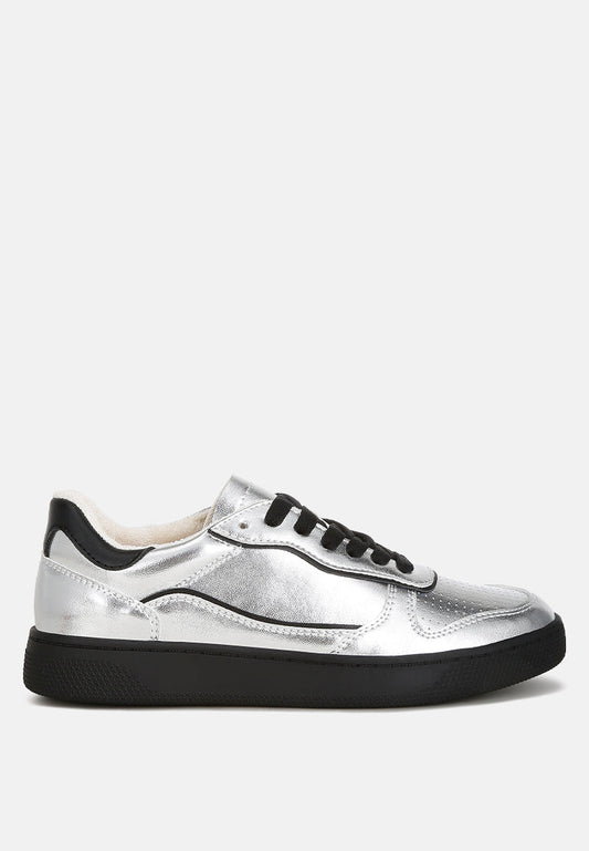 Kyniska Metallic Faux Leather Everyday Sneakers London Rag