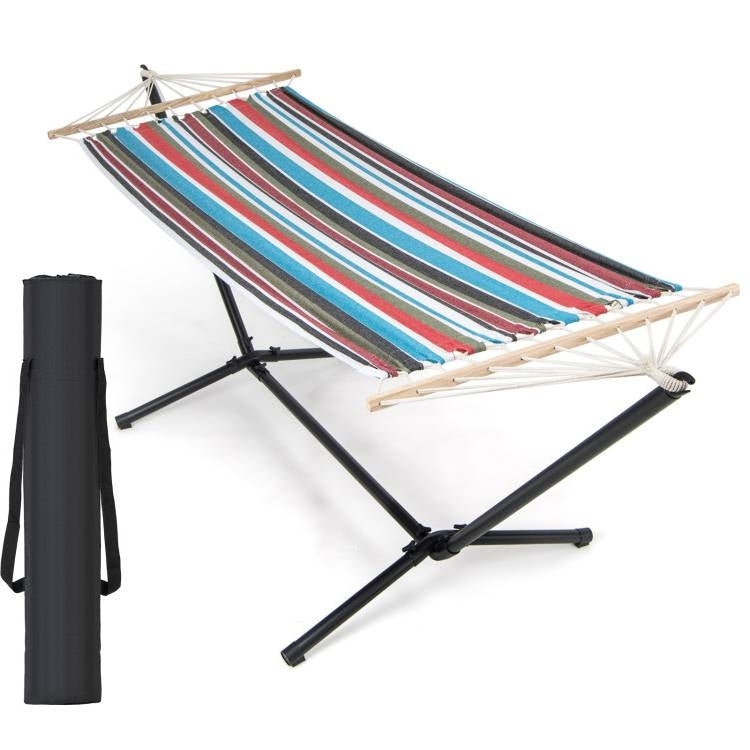 Portable Poly-Cotton Hammock with Stand and Carrying Case FastFurnishings
