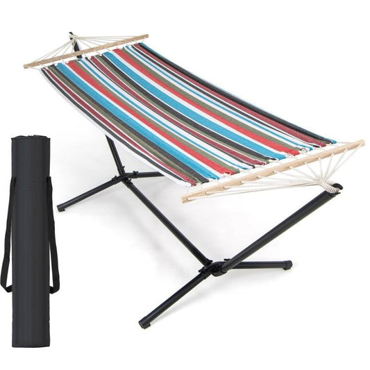 Portable Poly-Cotton Hammock with Stand and Carrying Case FastFurnishings
