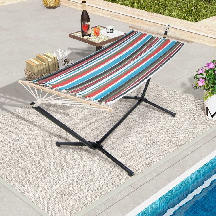 Portable Poly-Cotton Hammock with Stand and Carrying Case FastFurnishings